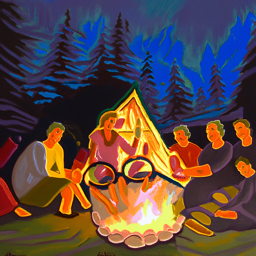 An old man / People around campfire