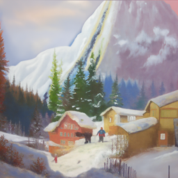 A man / Snowy mountains